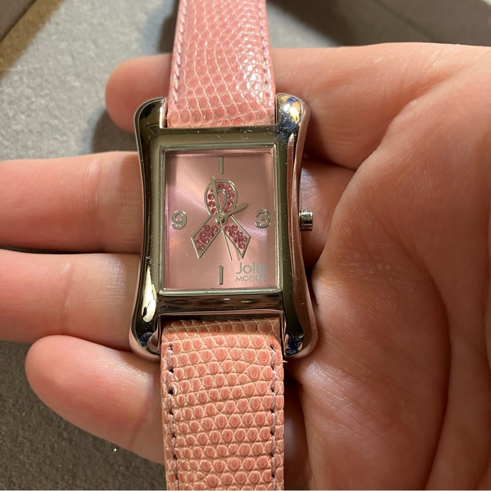 Rare Sarah Coventry Breast Cancer Awareness Watch Genuine Lizard Band Quartz